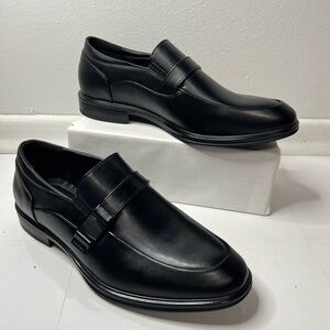 Perry Ellis Black Leather Slip-On Loafers Ultra Foam Men’s Shoes Size:10Wide New